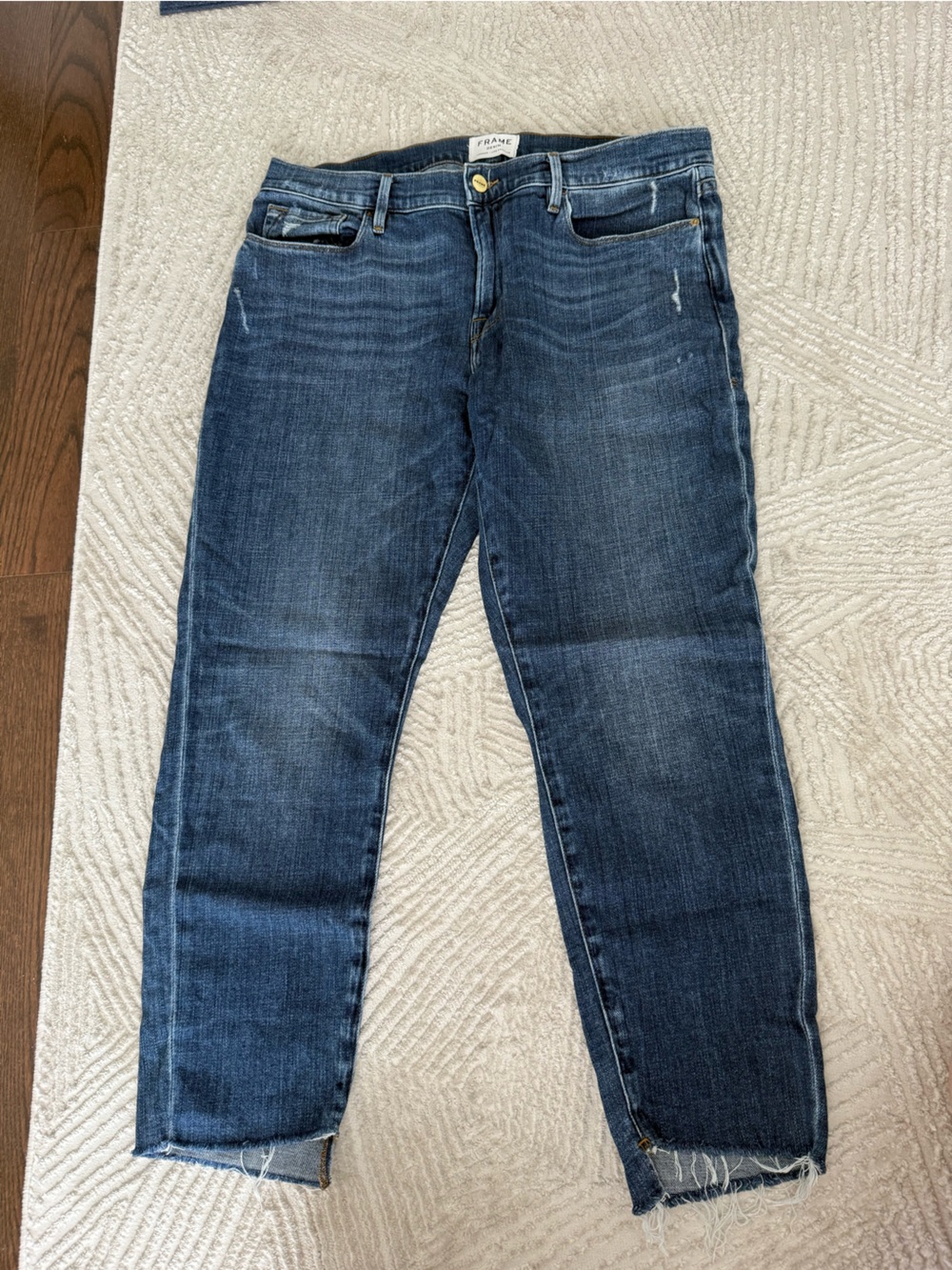 Frame Denim Blue Mid Wash Straight Jeans